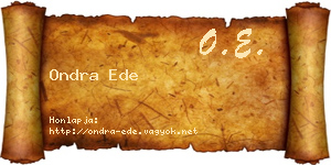 Ondra Ede névjegykártya